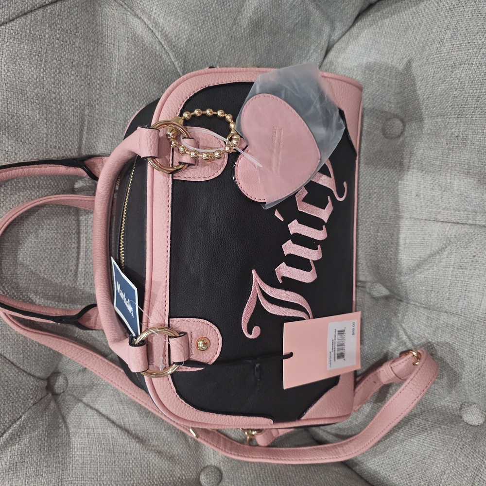 Juicy Couture Black and Pink Satchel with Structured Design